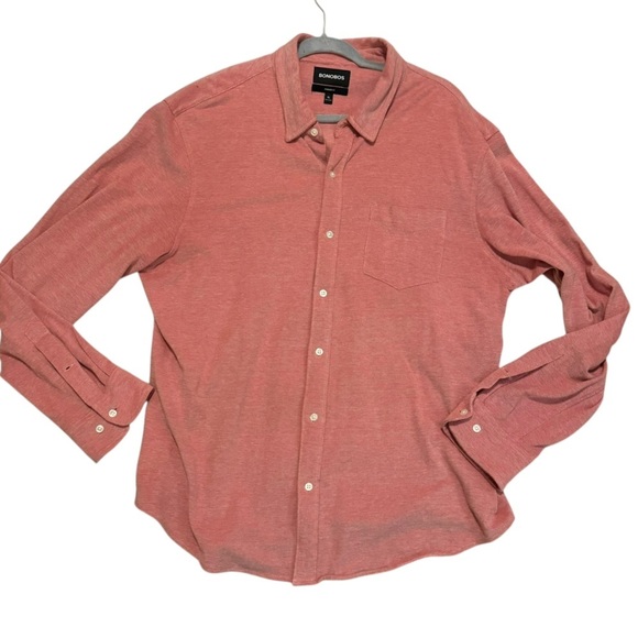 Bonobos Standard Fit salmon Oxford Cotton Knit Button-Up Shirt XL - Picture 7 of 12
